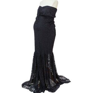 Strapless Black Lace Mermaid Maternity Gown – Size Large